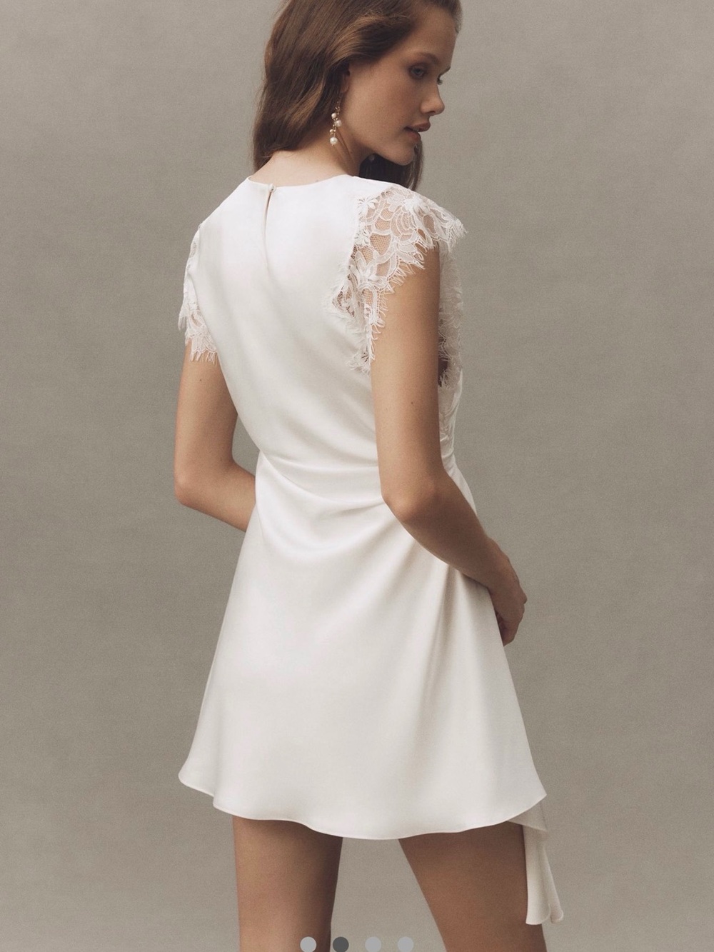 AMUR Zina asymmetric lace ruched satin mini dress - Picture 2 of 3